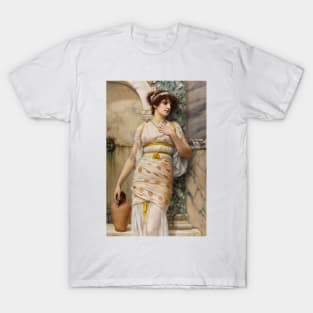 At the Fountain by John William Godward T-Shirt